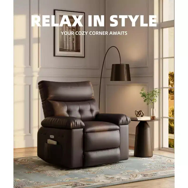 Fauteuil inclinable, pivotant et berçant extra-large avec massage, planeur rembourré