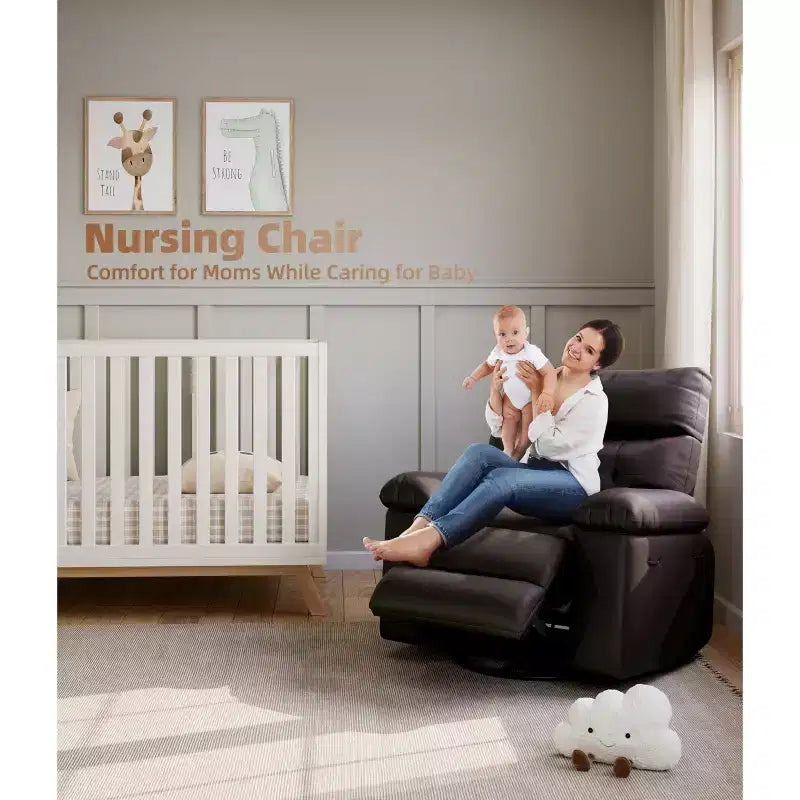 Fauteuil inclinable, pivotant et berçant extra-large avec massage, planeur rembourré