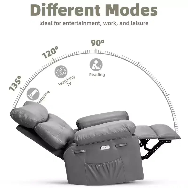 Fauteuil inclinable, pivotant et berçant extra-large avec massage, planeur rembourré