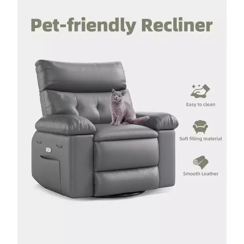 Fauteuil inclinable, pivotant et berçant extra-large avec massage, planeur rembourré