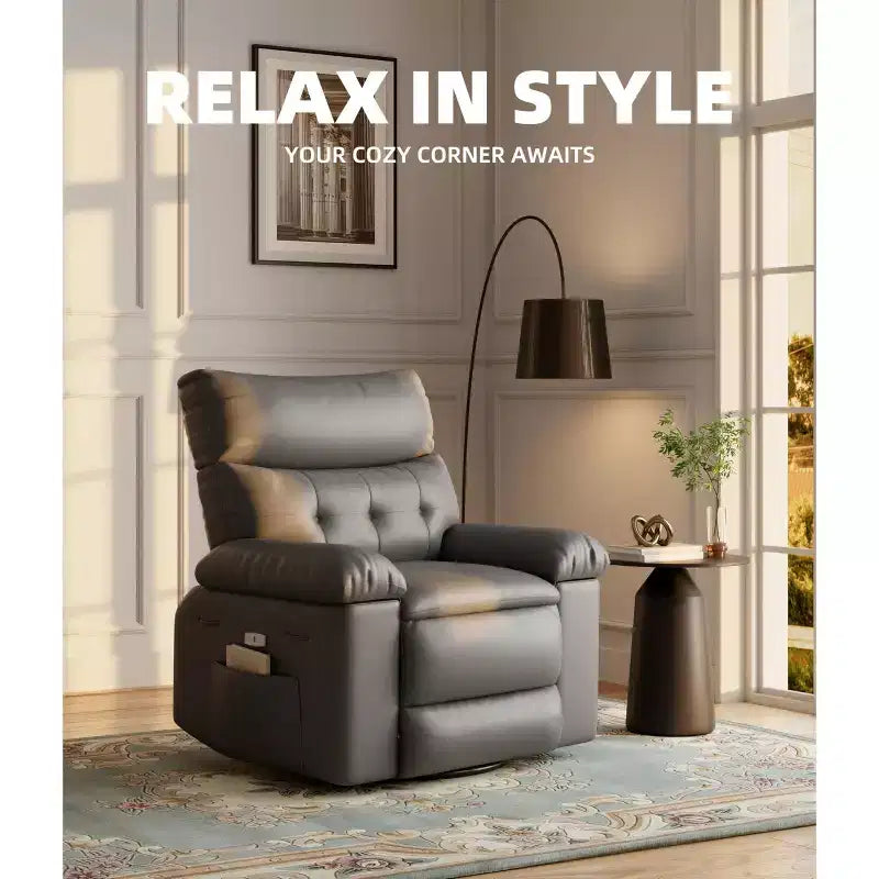 Fauteuil inclinable, pivotant et berçant extra-large avec massage, planeur rembourré
