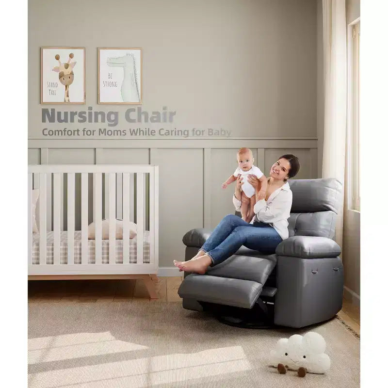 Fauteuil inclinable, pivotant et berçant extra-large avec massage, planeur rembourré