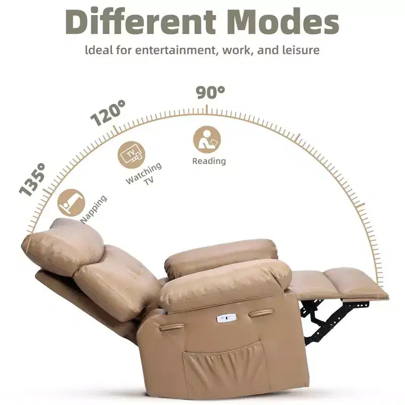Fauteuil inclinable, pivotant et berçant extra-large avec massage, planeur rembourré