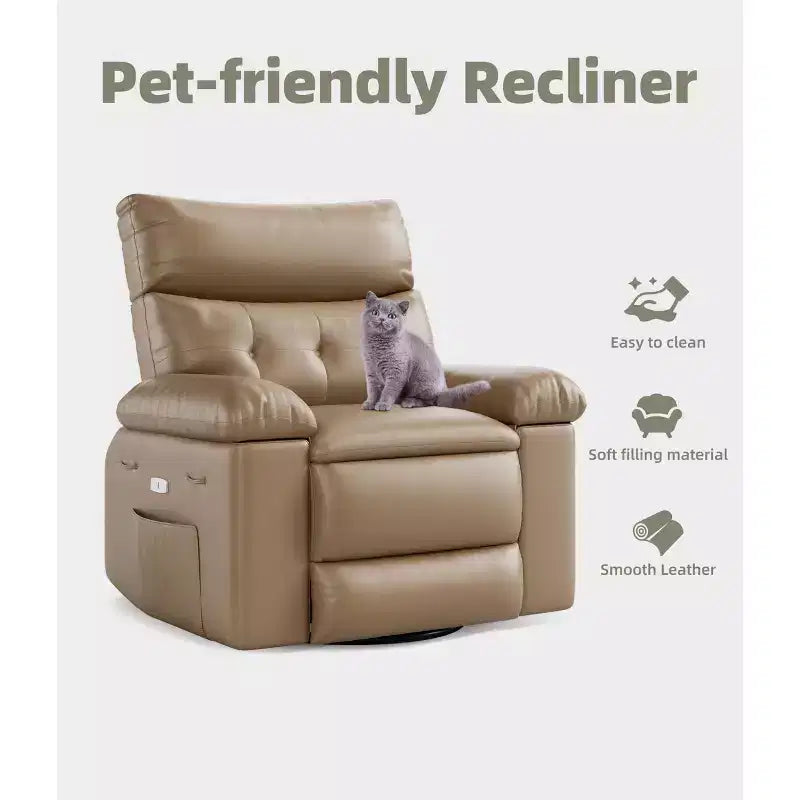 Fauteuil inclinable, pivotant et berçant extra-large avec massage, planeur rembourré