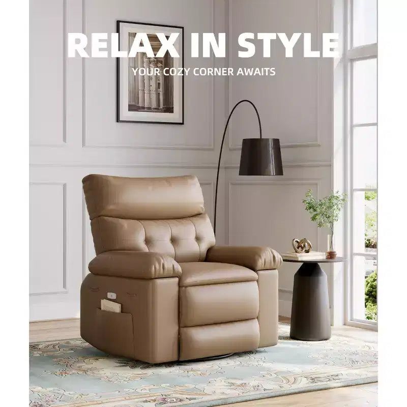 Fauteuil inclinable, pivotant et berçant extra-large avec massage, planeur rembourré