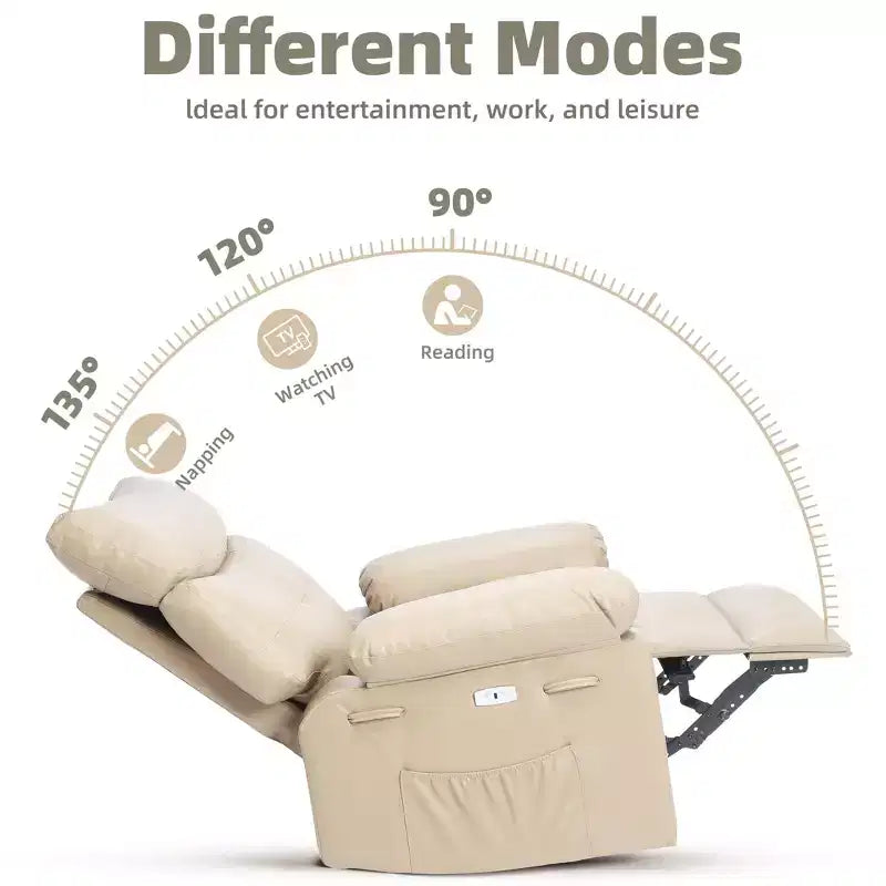 Fauteuil inclinable, pivotant et berçant extra-large avec massage, planeur rembourré