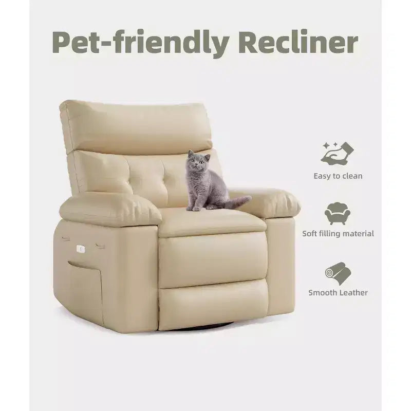 Fauteuil inclinable, pivotant et berçant extra-large avec massage, planeur rembourré