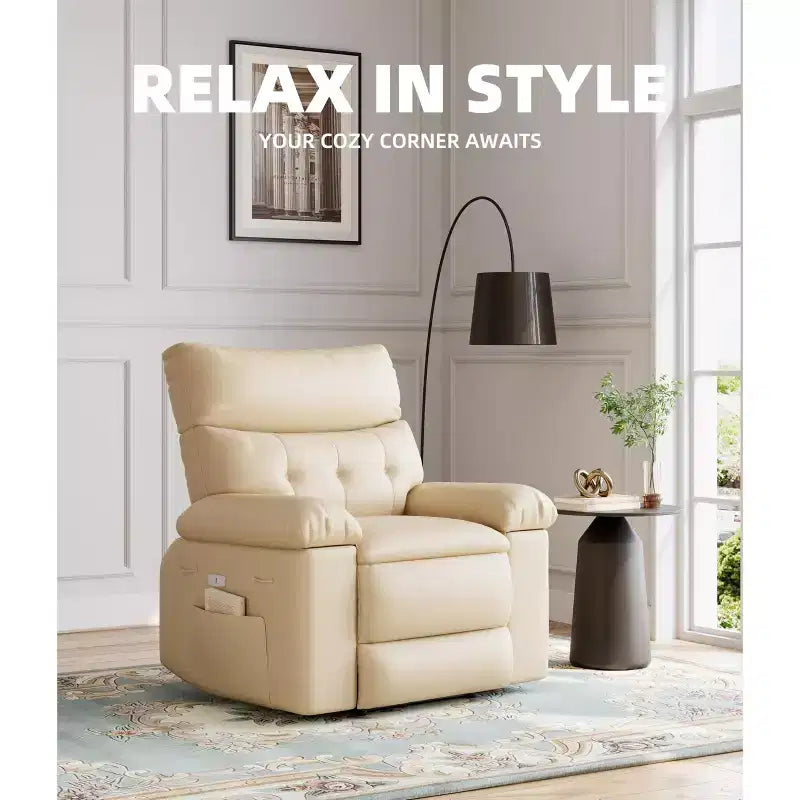 Fauteuil inclinable, pivotant et berçant extra-large avec massage, planeur rembourré