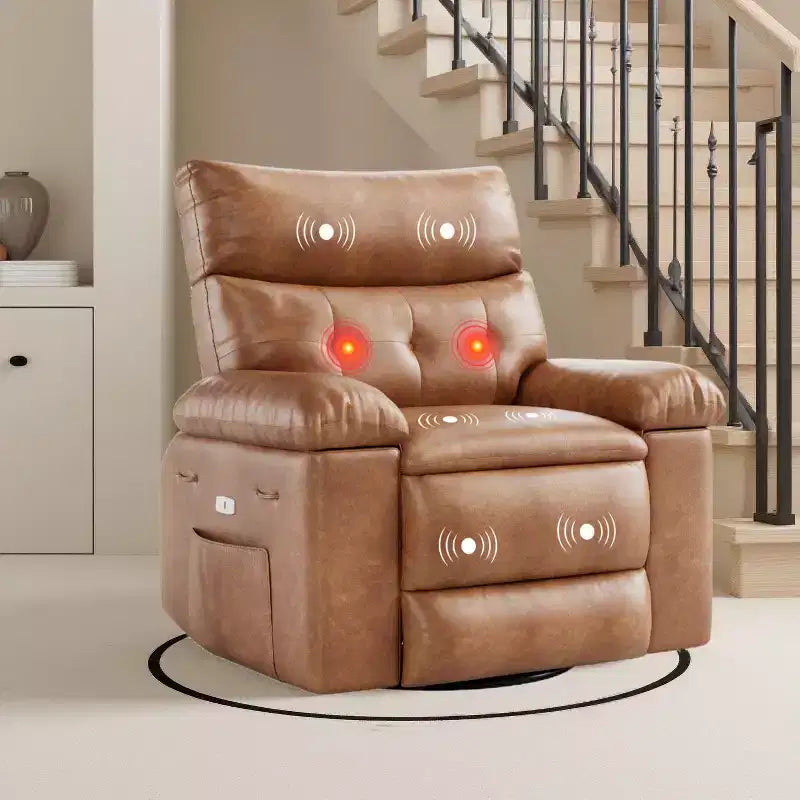 Fauteuil inclinable, pivotant et berçant extra-large avec massage, planeur rembourré