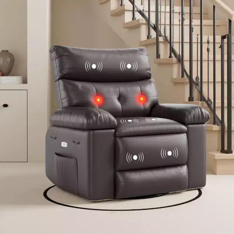 Fauteuil inclinable, pivotant et berçant extra-large avec massage, planeur rembourré