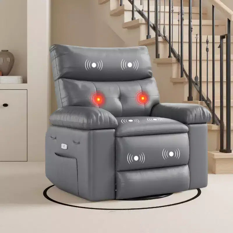 Fauteuil inclinable, pivotant et berçant extra-large avec massage, planeur rembourré
