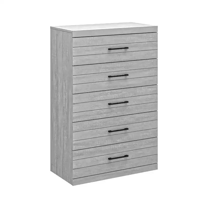 Commode 5 tiroirs avec verrouillage de sécurité, Chêne gris poussiéreux