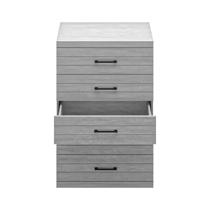 Commode 5 tiroirs avec verrouillage de sécurité, Chêne gris poussiéreux