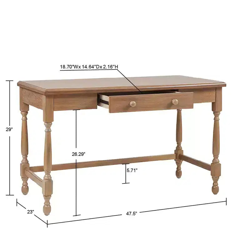 Bureau en bois traditionnel avec 1 tiroir, finition en bois recyclé