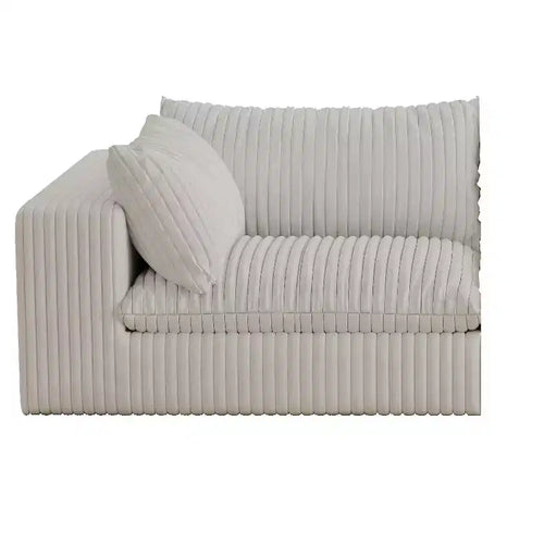 Canapé nuage de 300 cm, velours côtelé blanc, assise profonde, coussin amovible, aucun assemblage requis