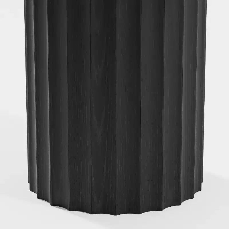 Table à manger ronde en bois de 52 pouces pour 4 à 6 personnes, piédestal cannelé, noire