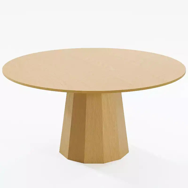 Table à manger ronde 60" en bois massif pour 6-8 personnes, piètement conique, naturelle