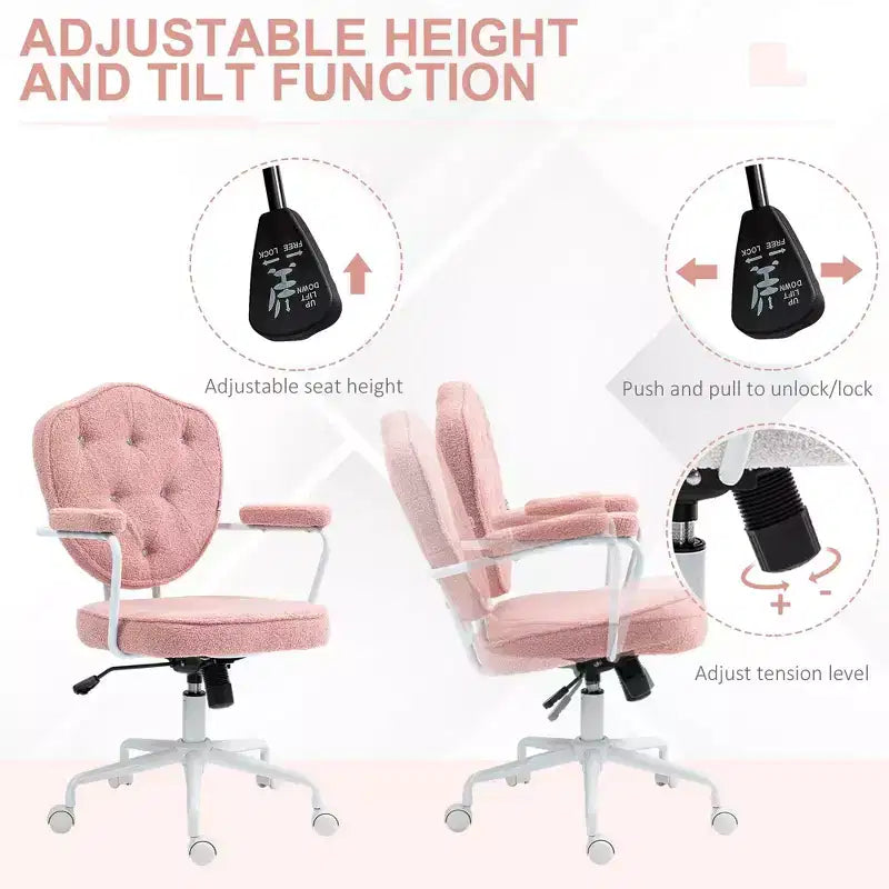 Chaise de vanité rembourrée avec hauteur réglable, chaise pivotante pour bureau à domicile, étude, salle de lecture