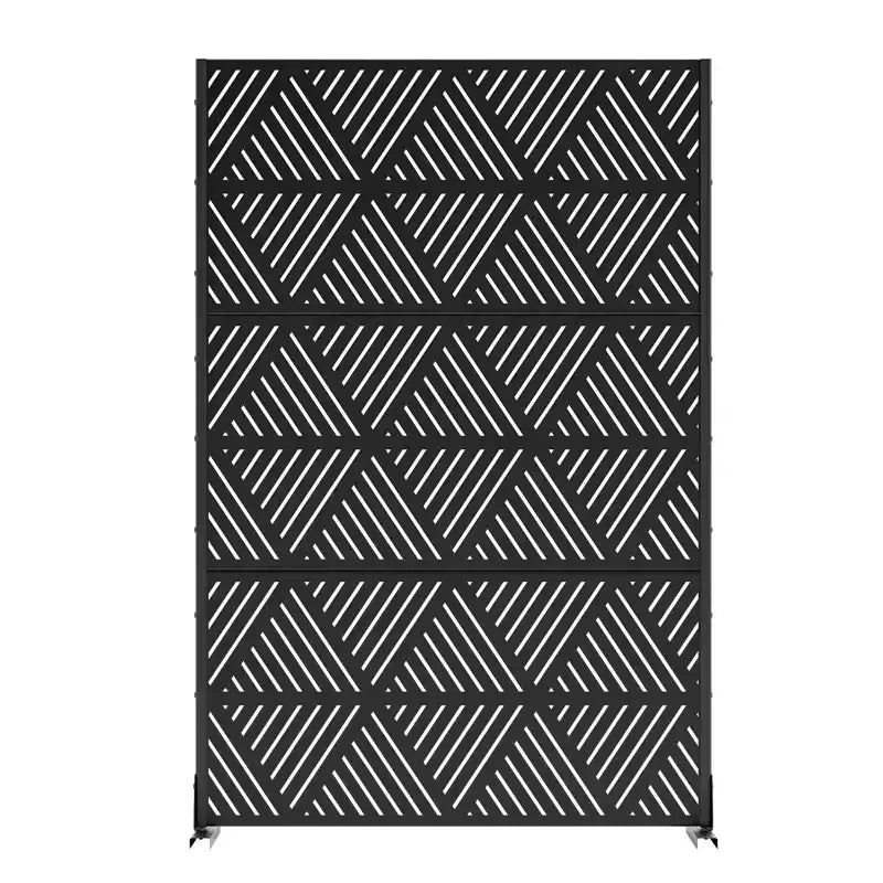 Écran triangulaire prismatique en acier galvanisé noir - Séparateur décoratif d'intimité autoportant extérieur et intérieur