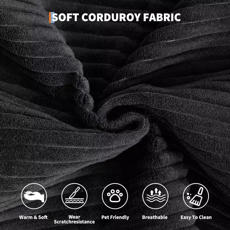 Canapé-lit convertible 200 cm avec oreillers, canapé de sol 5-en-1 en velours côtelé, causeuse matelas pliant avec cadre à forme fixe, aucun assemblage requis