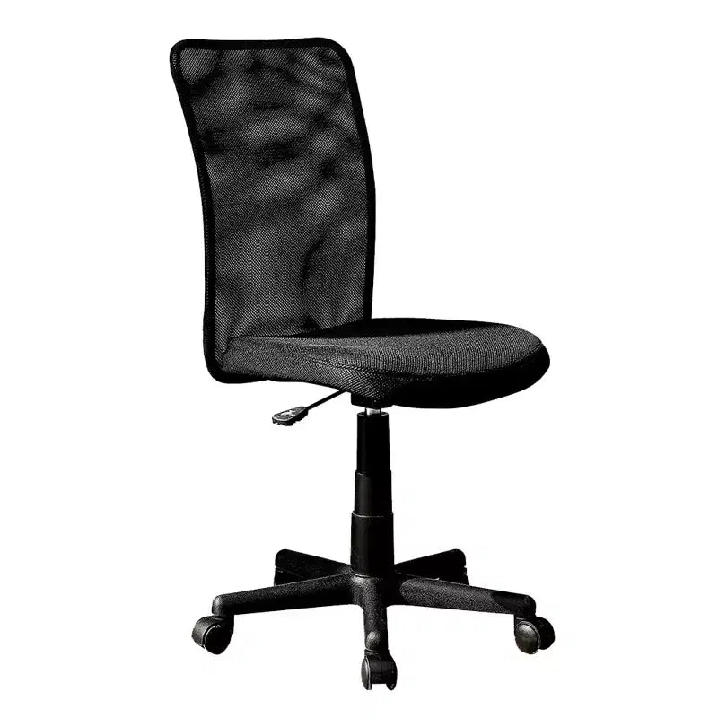 Chaise de bureau sans accoudoirs, Chaise de bureau en maille avec hauteur réglable et roulettes universelles, Chaise confortable pour bureau et maison, Noir