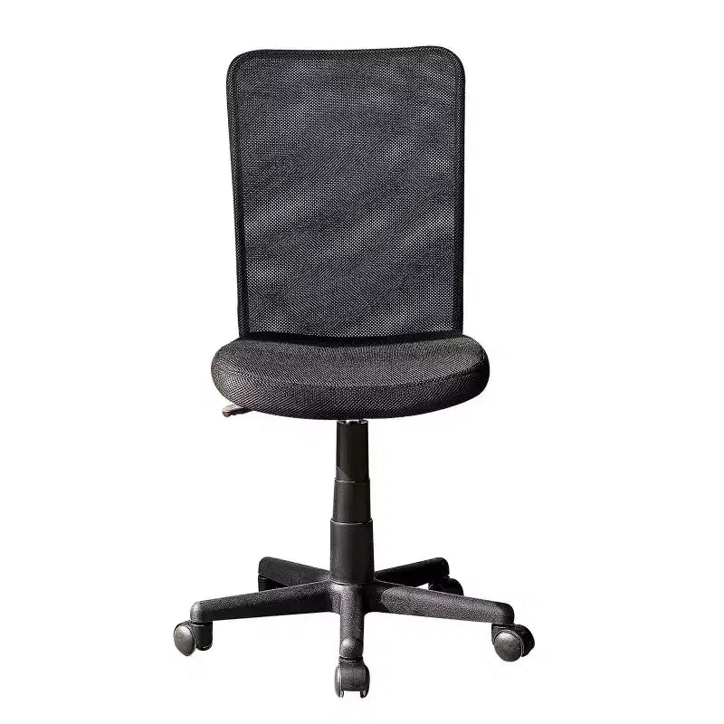 Chaise de bureau sans accoudoirs, Chaise de bureau en maille avec hauteur réglable et roulettes universelles, Chaise confortable pour bureau et maison, Noir