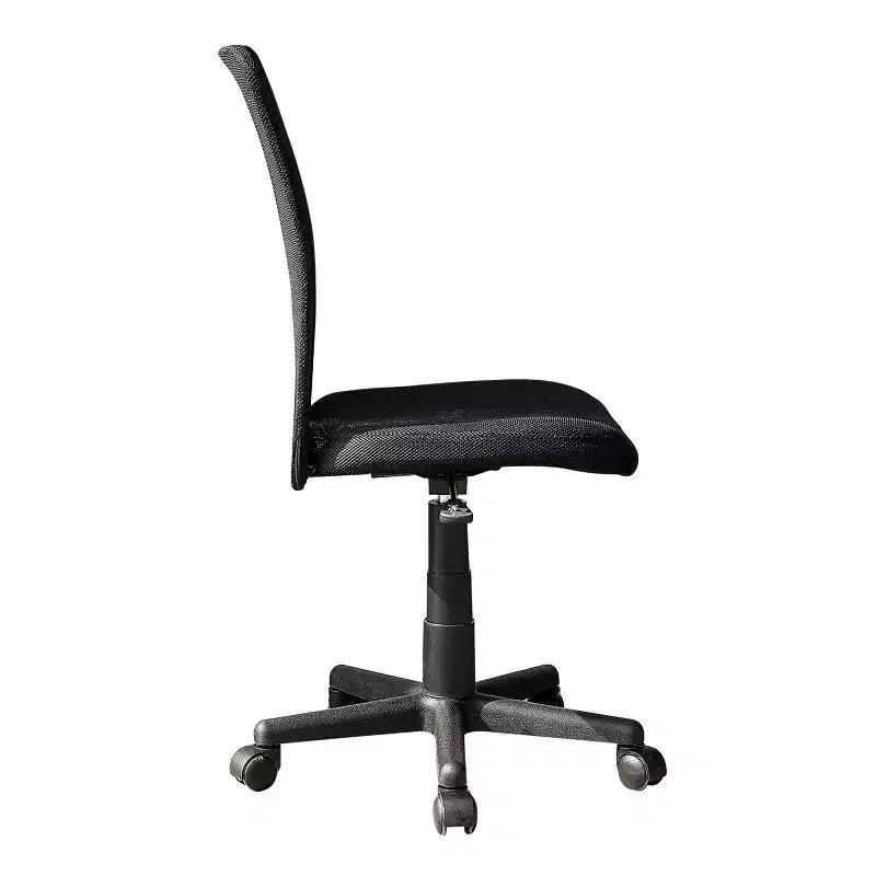 Chaise de bureau sans accoudoirs, Chaise de bureau en maille avec hauteur réglable et roulettes universelles, Chaise confortable pour bureau et maison, Noir