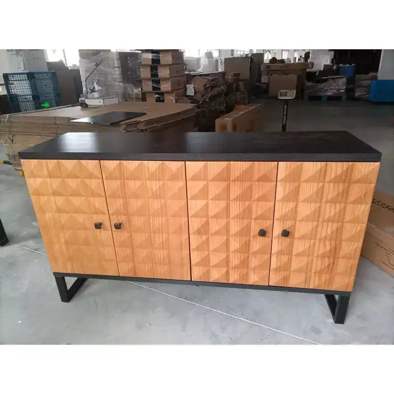 Meuble buffet moderne, buffet avec 4 portes élégantes au design géométrique, armoire de rangement pour salon, bureau, cuisine