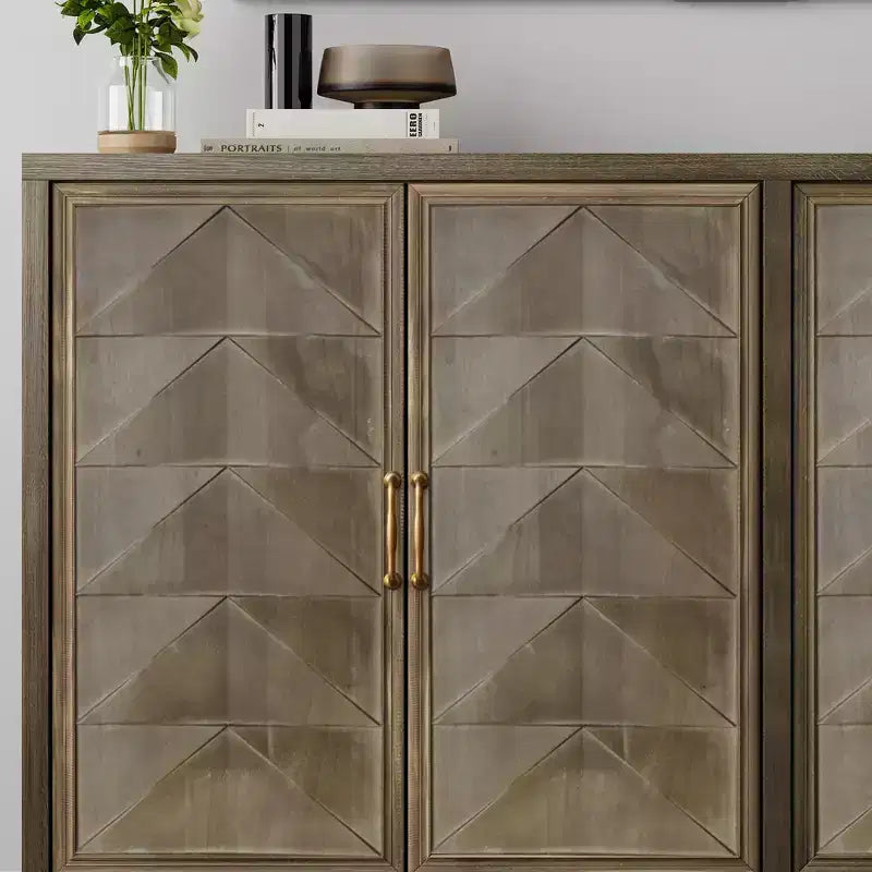 Meuble buffet moderne, buffet avec 4 portes élégantes au design géométrique, armoire de rangement pour salon, bureau, cuisine