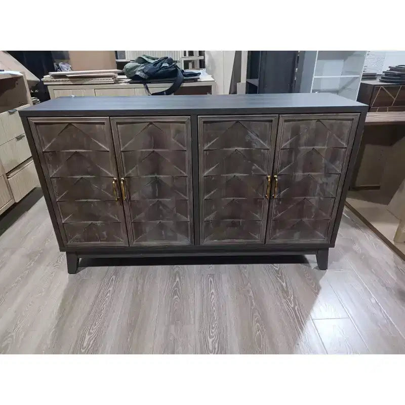 Meuble buffet moderne, buffet avec 4 portes élégantes au design géométrique, armoire de rangement pour salon, bureau, cuisine