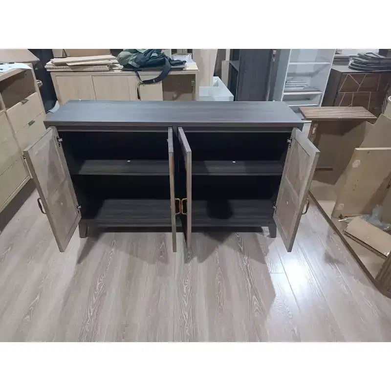 Meuble buffet moderne, buffet avec 4 portes élégantes au design géométrique, armoire de rangement pour salon, bureau, cuisine