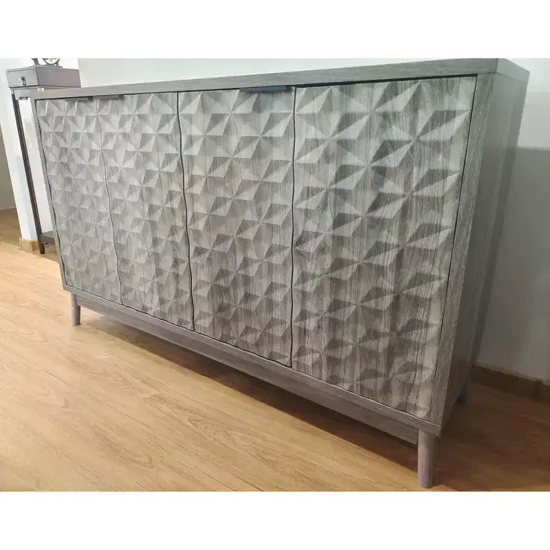 Meuble buffet moderne, buffet avec 4 portes élégantes au design géométrique, armoire de rangement pour salon, bureau, cuisine