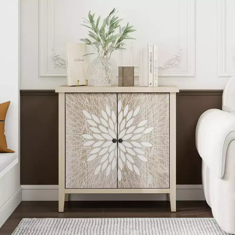 Meuble d'appoint moderne, buffet avec quatre portes à motifs sculptés, meuble de rangement pour cuisine, salle à manger, entrée