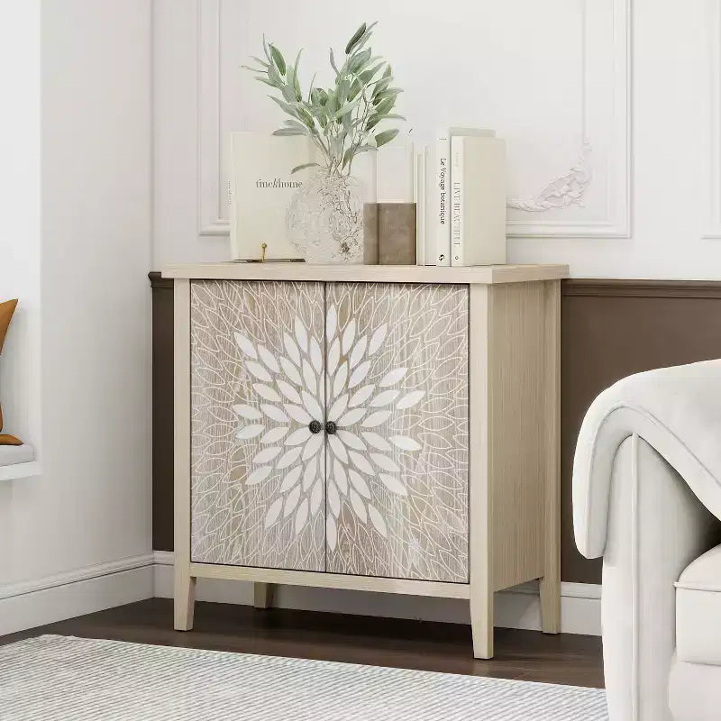 Meuble d'appoint moderne, buffet avec quatre portes à motifs sculptés, meuble de rangement pour cuisine, salle à manger, entrée