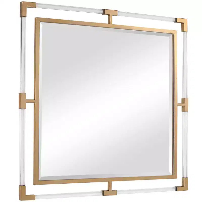 Miroir mural carré 40 feuilles d'or métalliques