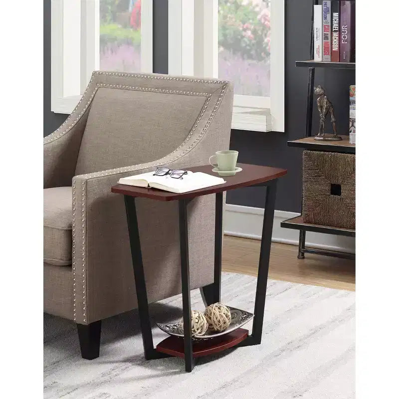 Table d'appoint rectangulaire industrielle en métal avec étagère inférieure - Grise