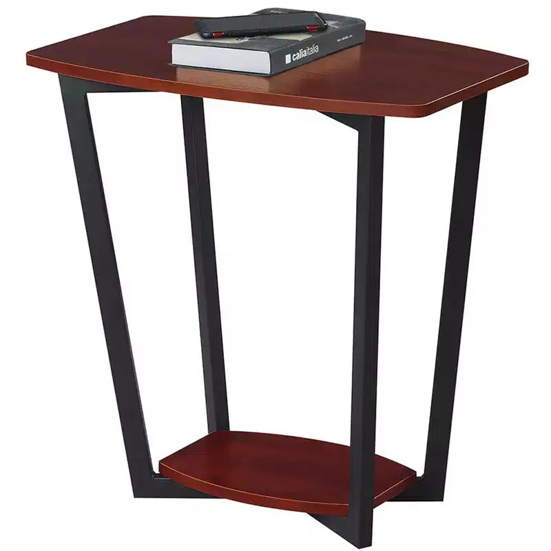 Table d'appoint rectangulaire industrielle en métal avec étagère inférieure - Grise