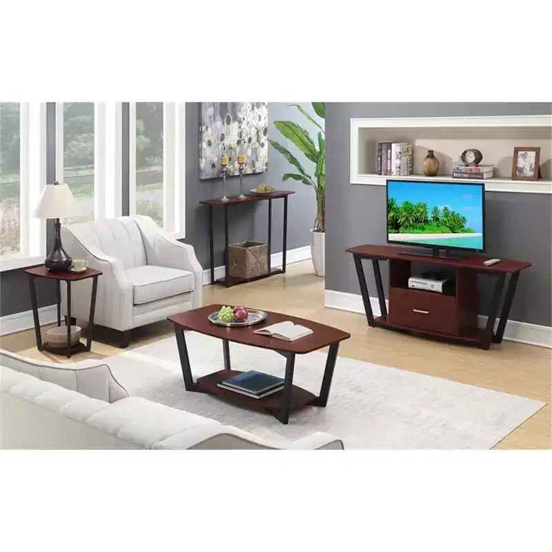Table d'appoint rectangulaire industrielle en métal avec étagère inférieure - Grise