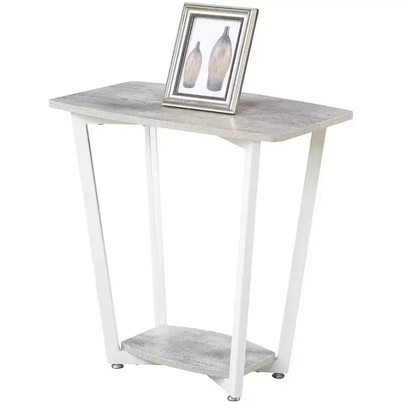 Table d'appoint rectangulaire industrielle en métal avec étagère inférieure - Grise