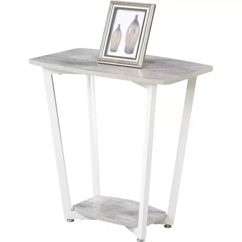 Table d'appoint rectangulaire industrielle en métal avec étagère inférieure - Grise