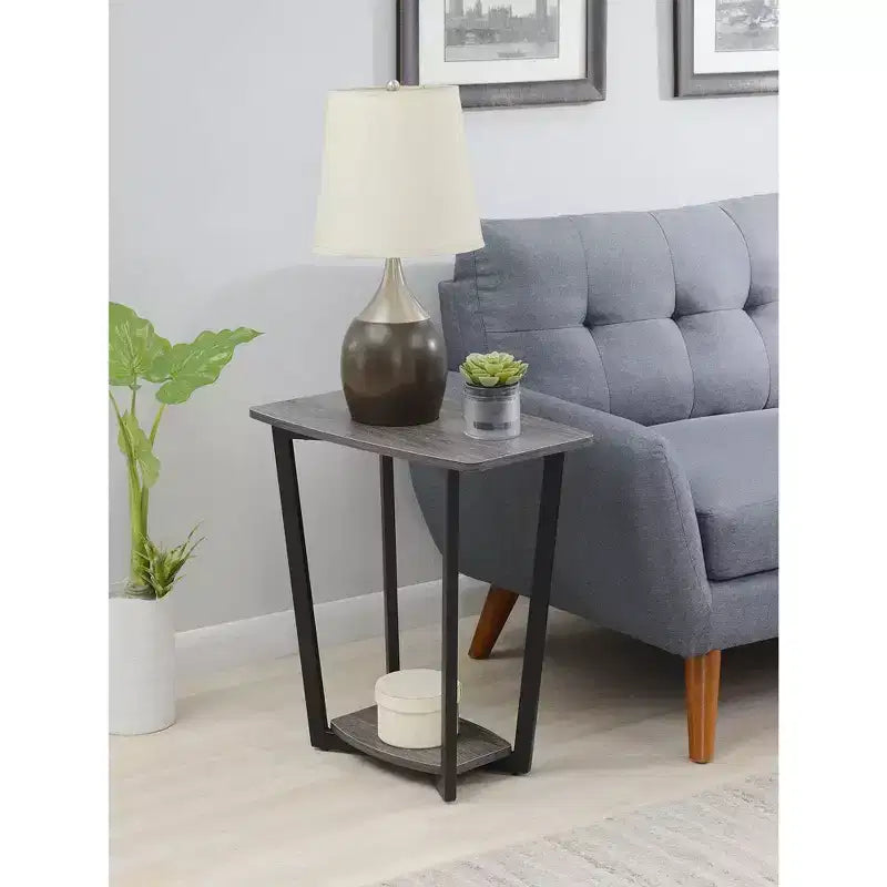 Table d'appoint rectangulaire industrielle en métal avec étagère inférieure - Grise