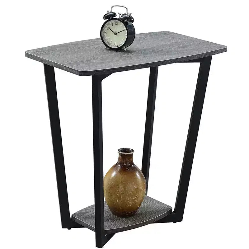 Table d'appoint rectangulaire industrielle en métal avec étagère inférieure - Grise