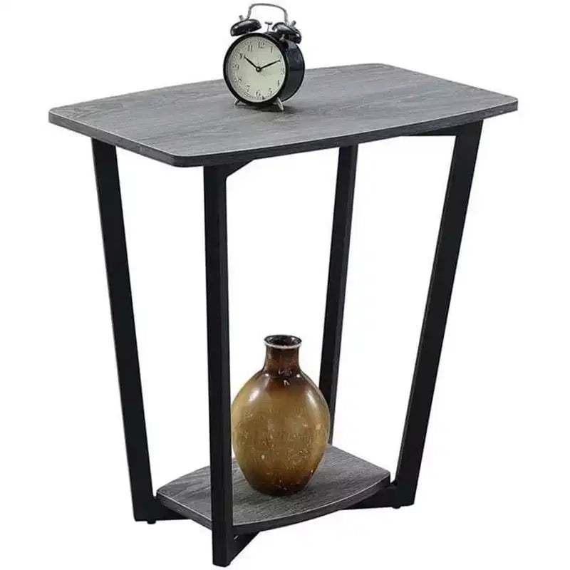 Table d'appoint rectangulaire industrielle en métal avec étagère inférieure - Grise