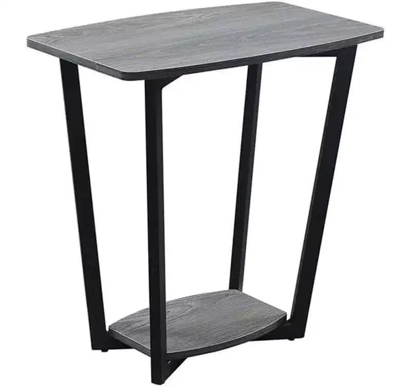 Table d'appoint rectangulaire industrielle en métal avec étagère inférieure - Grise