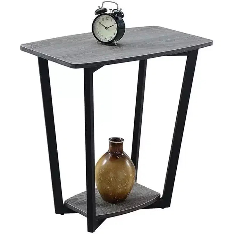 Table d'appoint rectangulaire industrielle en métal avec étagère inférieure - Grise