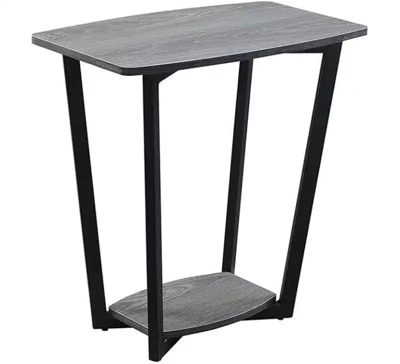 Table d'appoint rectangulaire industrielle en métal avec étagère inférieure - Grise