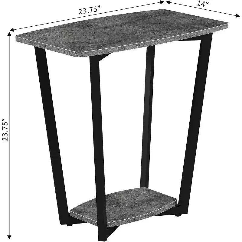 Table d'appoint rectangulaire industrielle en métal avec étagère inférieure - Grise