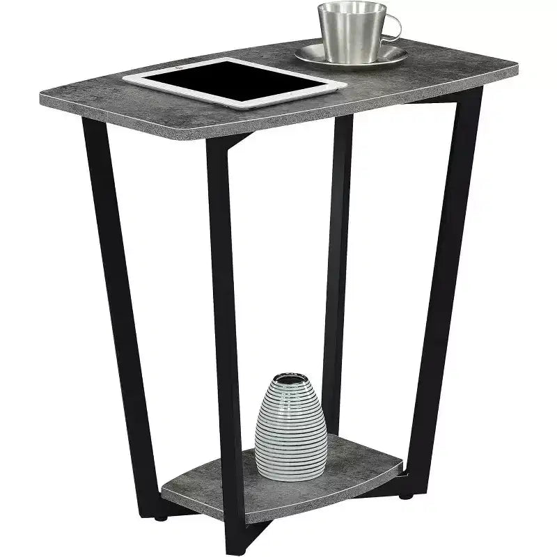 Table d'appoint rectangulaire industrielle en métal avec étagère inférieure - Grise