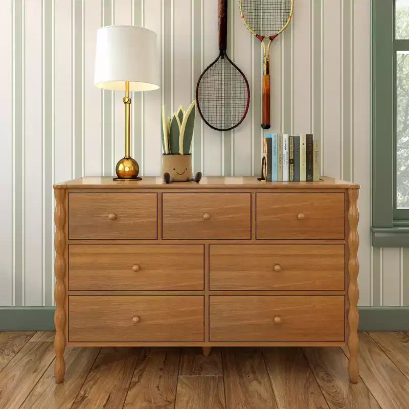 Commode à 7 tiroirs et fuseaux - Pin massif, Chambre d'enfant