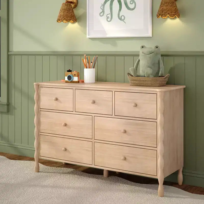 Commode à 7 tiroirs et fuseaux - Pin massif, Chambre d'enfant